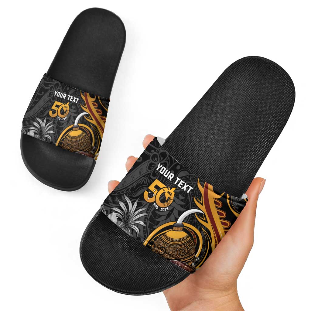 Papua New Guinea Slide Sandals Happy 50th Independence Anniversary - Polynesian Pride