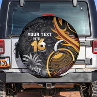 Personalised Papua New Guinea Spare Tire Cover Happy Independence Day LT05 Black - Polynesian Pride