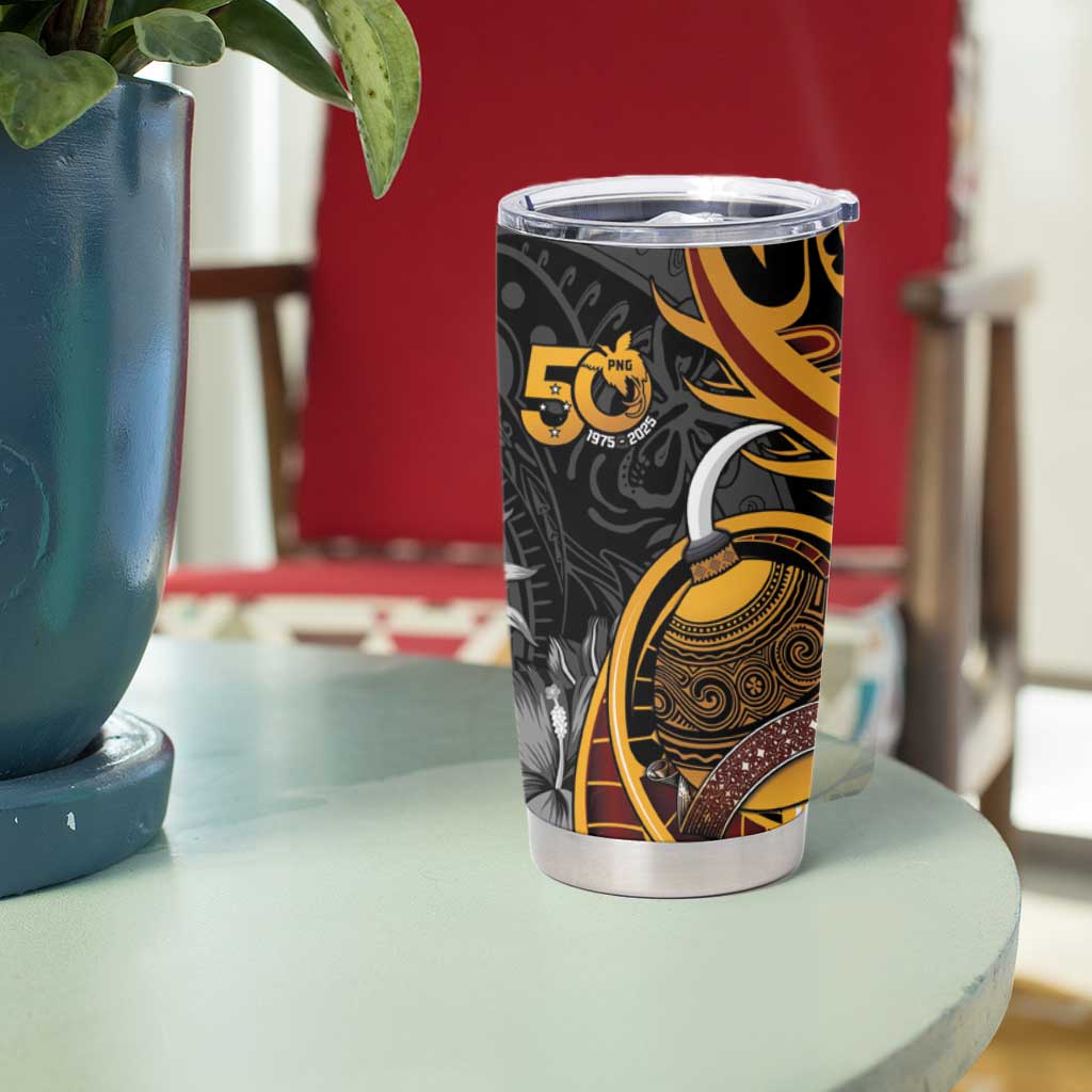 Personalised Papua New Guinea Tumbler Cup Happy 50th Independence Anniversary - Polynesian Pride