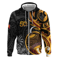 Personalised Papua New Guinea Zip Hoodie Happy 50th Independence Anniversary - Polynesian Pride