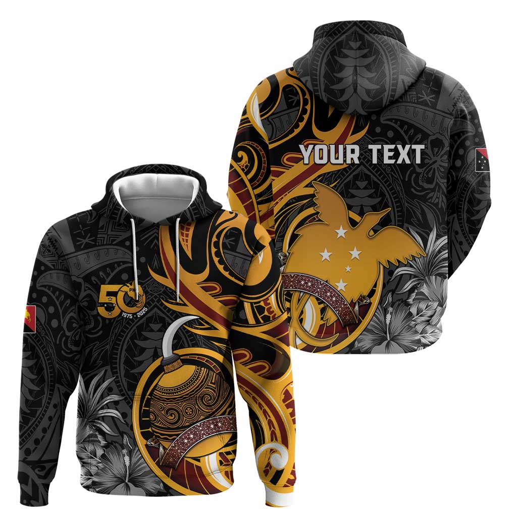 Personalised Papua New Guinea Zip Hoodie Happy 50th Independence Anniversary - Polynesian Pride