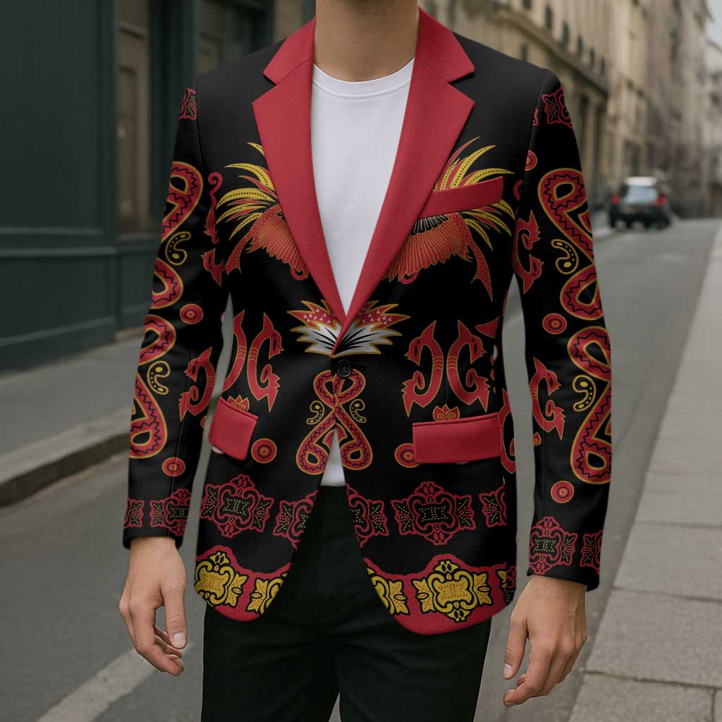 Papua Batik Motif Blazer Papua Spirit Black Version - Polynesian Pride