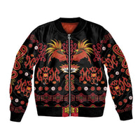 Papua Batik Motif Bomber Jacket Papua Spirit Black Version - Polynesian Pride