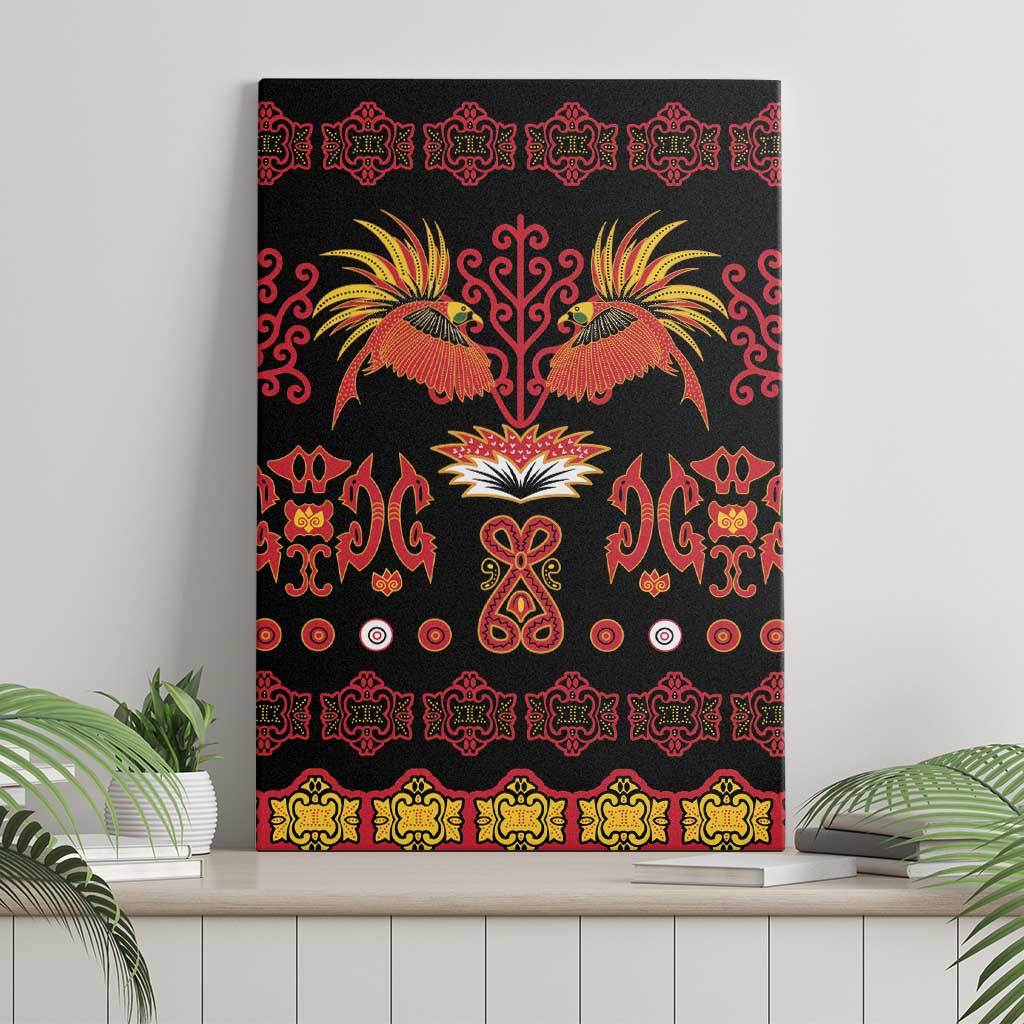 Papua Batik Motif Canvas Wall Art Papua Spirit Black Version - Polynesian Pride