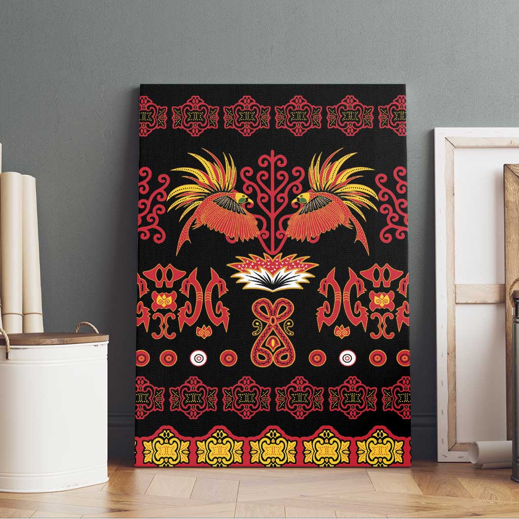 Papua Batik Motif Canvas Wall Art Papua Spirit Black Version - Polynesian Pride