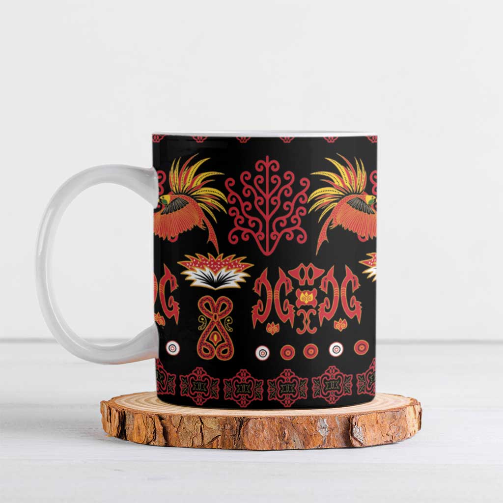 Papua Batik Motif Ceramic Mug Papua Spirit Black Version - Polynesian Pride