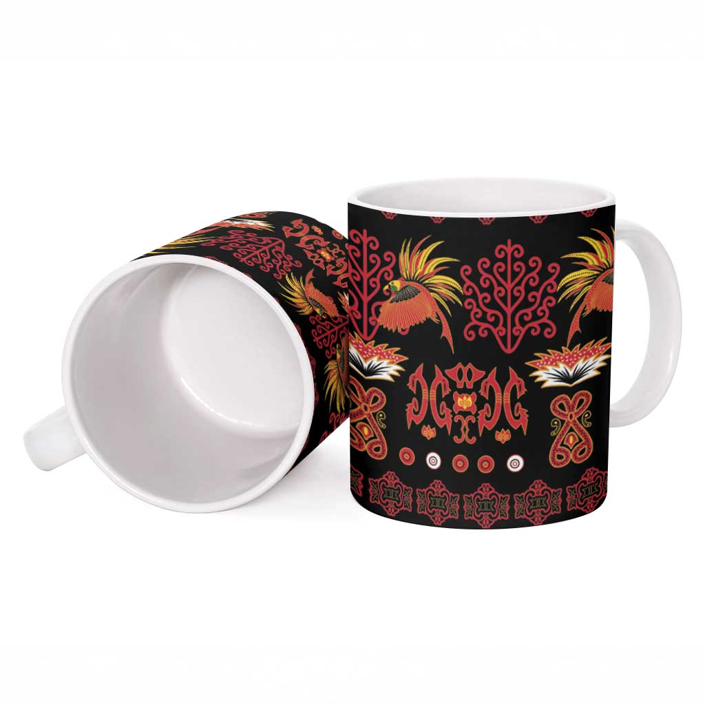 Papua Batik Motif Ceramic Mug Papua Spirit Black Version - Polynesian Pride