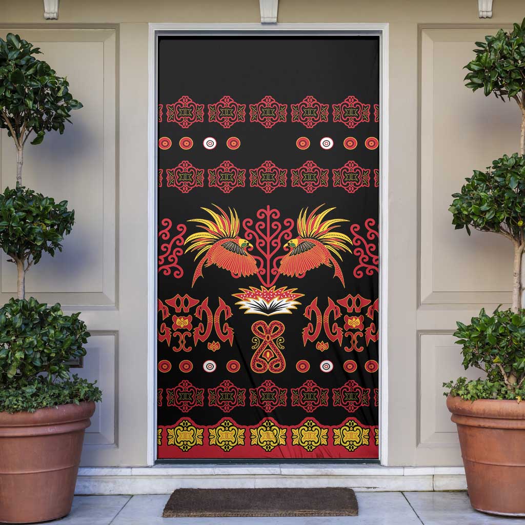 Papua Batik Motif Door Cover Papua Spirit Black Version - Polynesian Pride