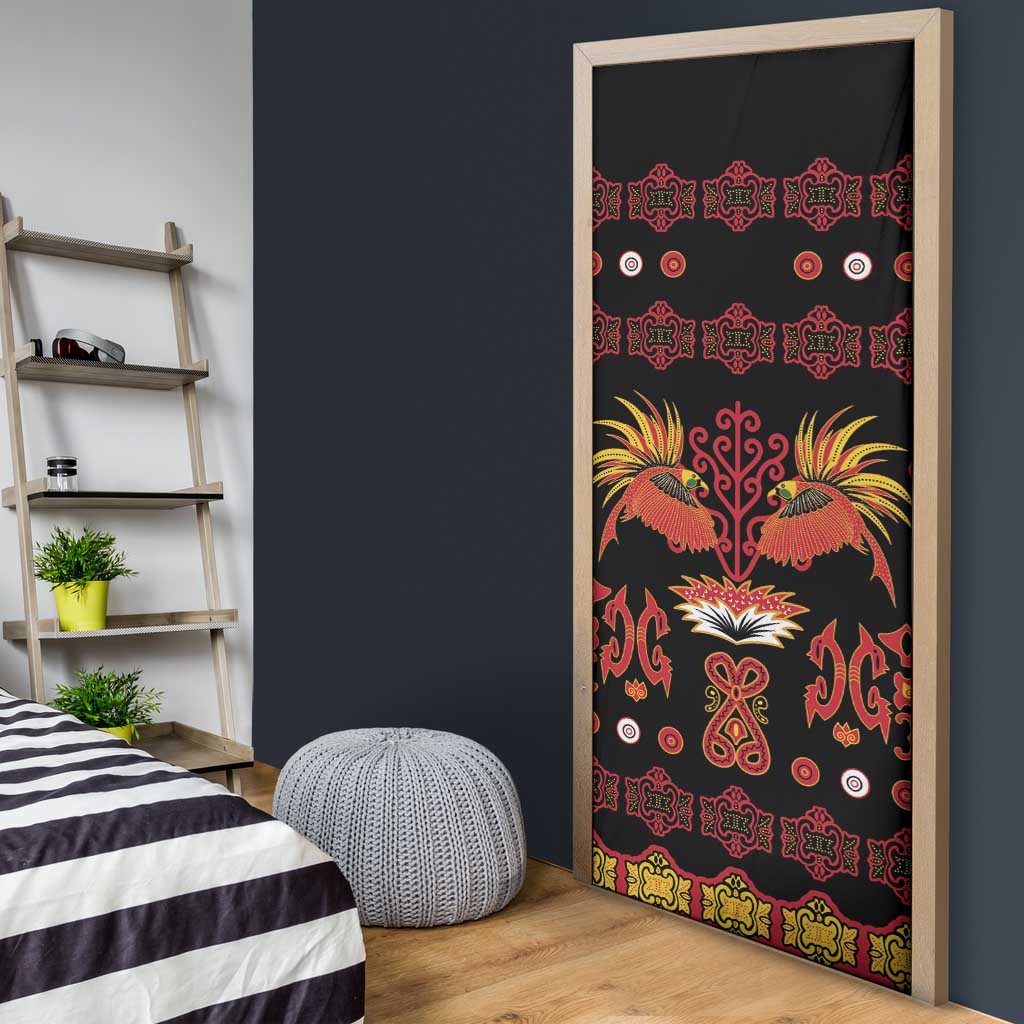 Papua Batik Motif Door Cover Papua Spirit Black Version - Polynesian Pride