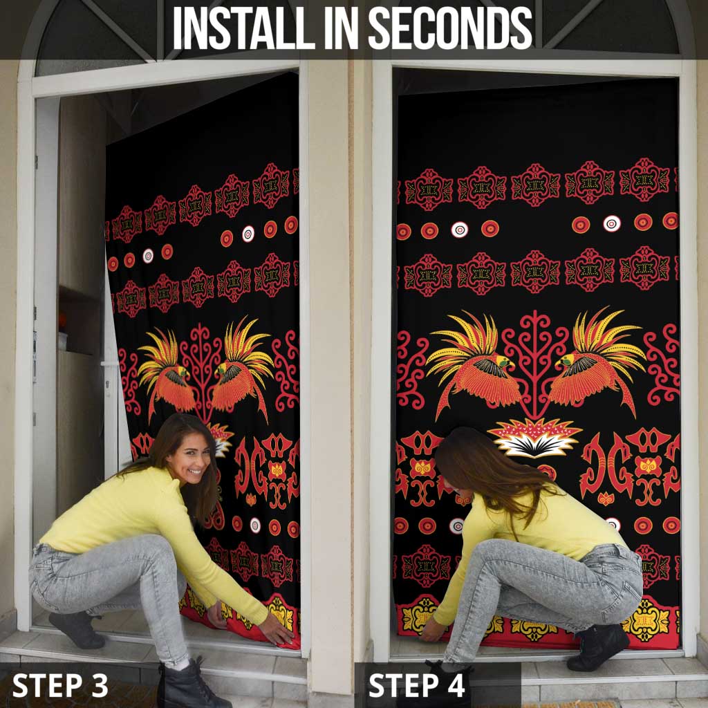 Papua Batik Motif Door Cover Papua Spirit Black Version - Polynesian Pride