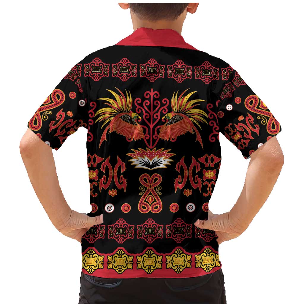 Papua Batik Motif Family Matching Mermaid Dress and Hawaiian Shirt Papua Spirit Black Version - Polynesian Pride