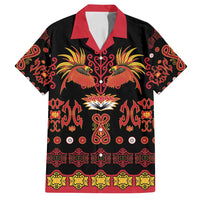 Papua Batik Motif Family Matching Off Shoulder Short Dress and Hawaiian Shirt Papua Spirit Black Version - Polynesian Pride