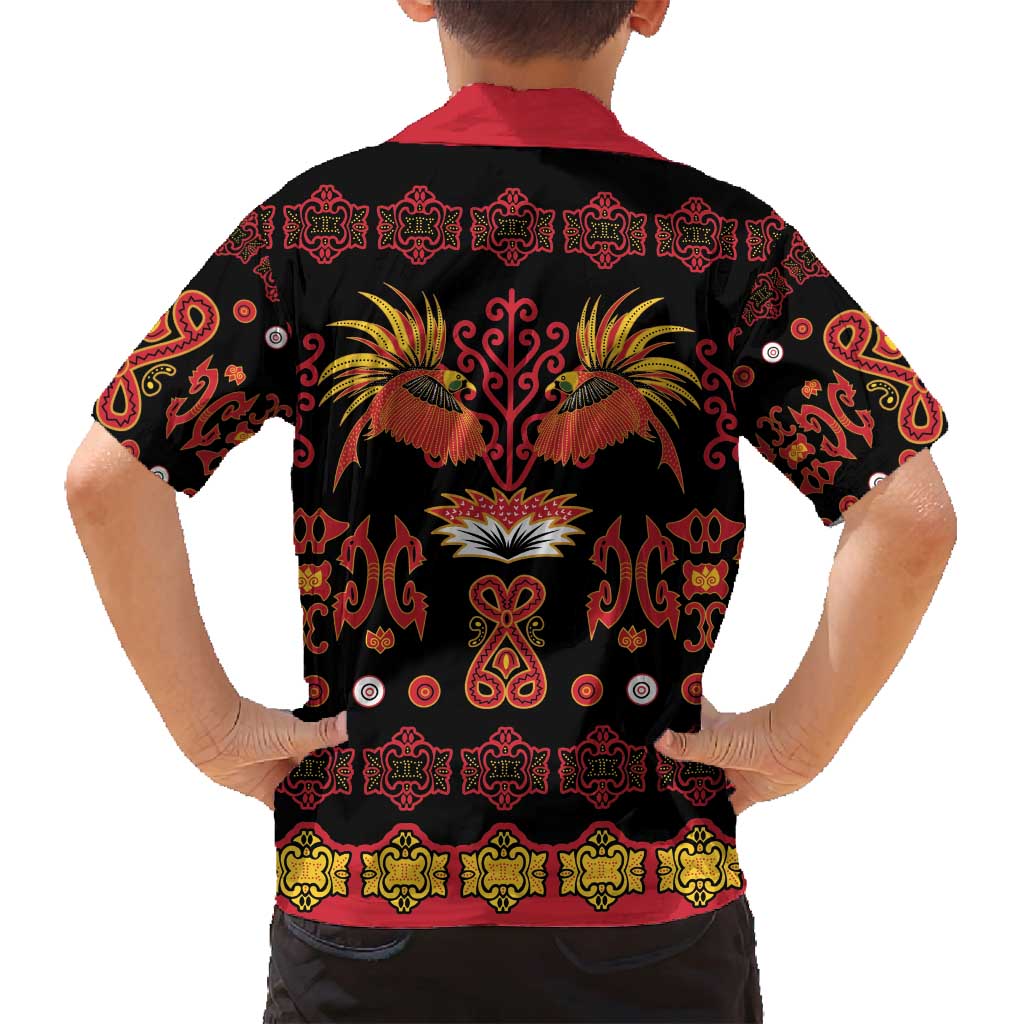 Papua Batik Motif Family Matching Tank Maxi Dress and Hawaiian Shirt Papua Spirit Black Version - Polynesian Pride
