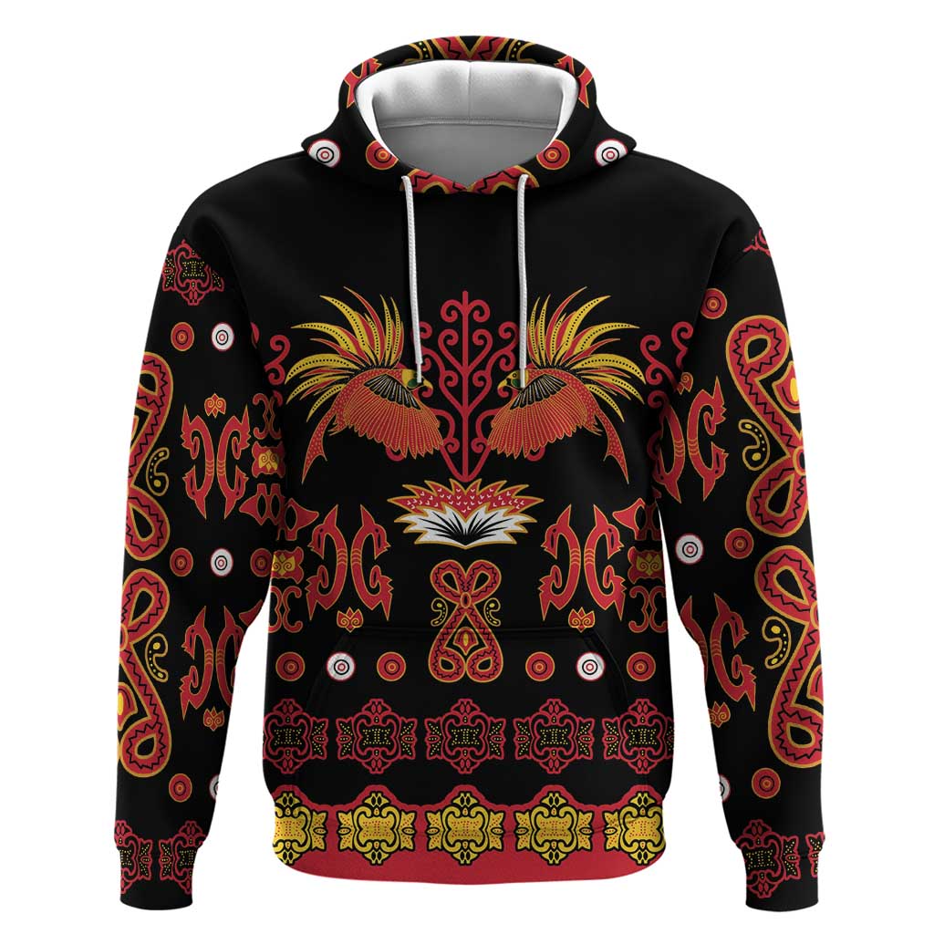 Papua Batik Motif Hoodie Papua Spirit Black Version - Polynesian Pride