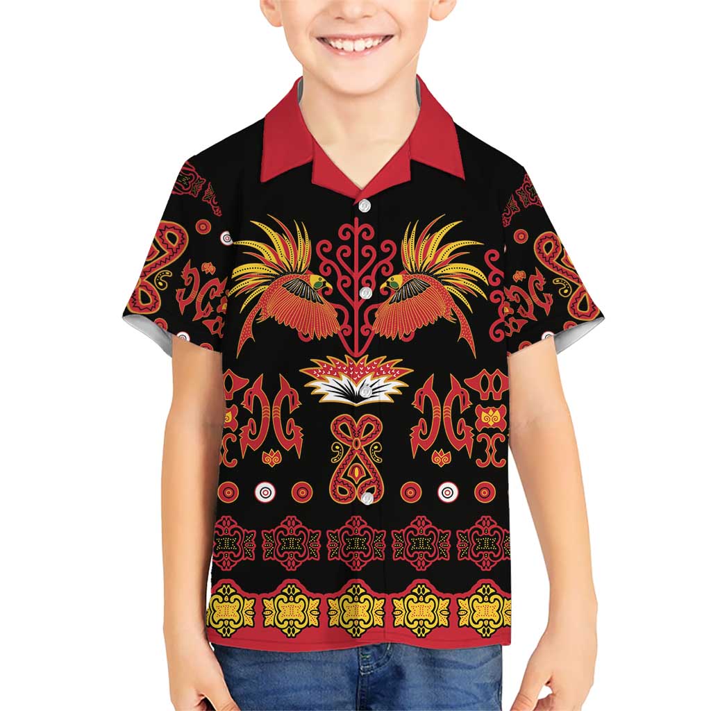 Papua Batik Motif Kid Hawaiian Shirt Papua Spirit Black Version LT05 Kid Black - Polynesian Pride