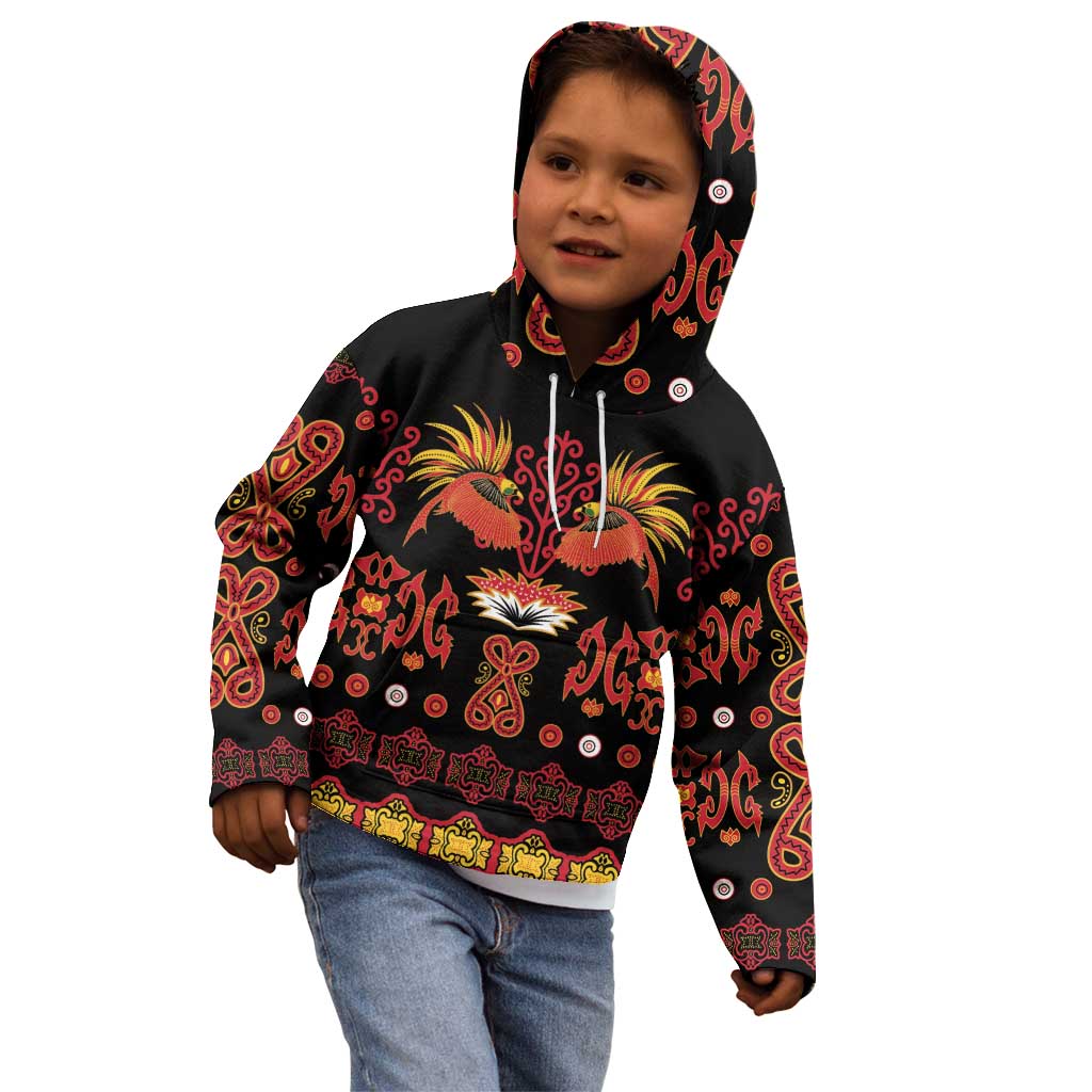Papua Batik Motif Kid Hoodie Papua Spirit Black Version LT05 - Polynesian Pride
