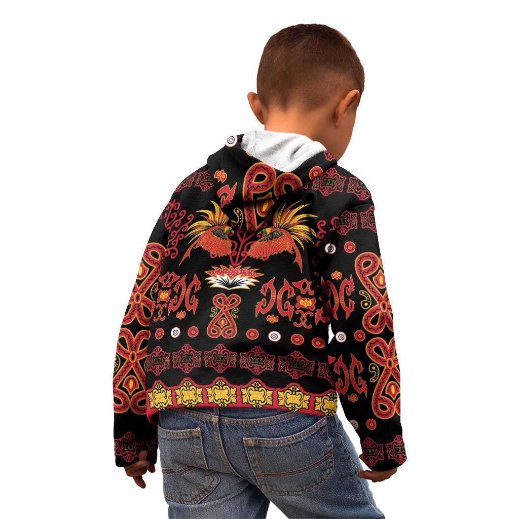 Papua Batik Motif Kid Hoodie Papua Spirit Black Version LT05 - Polynesian Pride