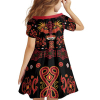 Papua Batik Motif Kid Short Sleeve Dress Papua Spirit Black Version - Polynesian Pride