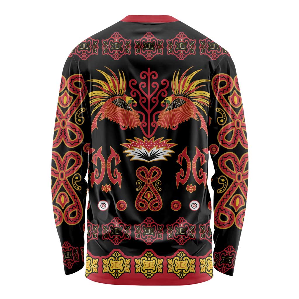Papua Batik Motif Long Sleeve Shirt Papua Spirit Black Version LT05 - Polynesian Pride