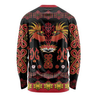 Papua Batik Motif Long Sleeve Shirt Papua Spirit Black Version LT05 - Polynesian Pride