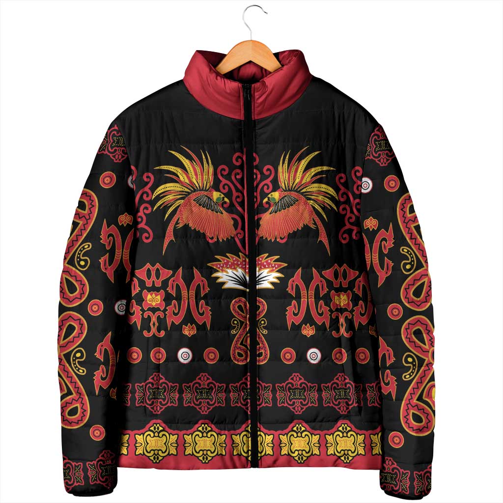 Papua Batik Motif Padded Jacket Papua Spirit Black Version - Polynesian Pride