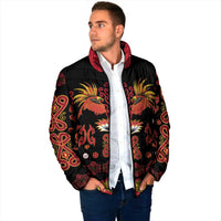 Papua Batik Motif Padded Jacket Papua Spirit Black Version - Polynesian Pride