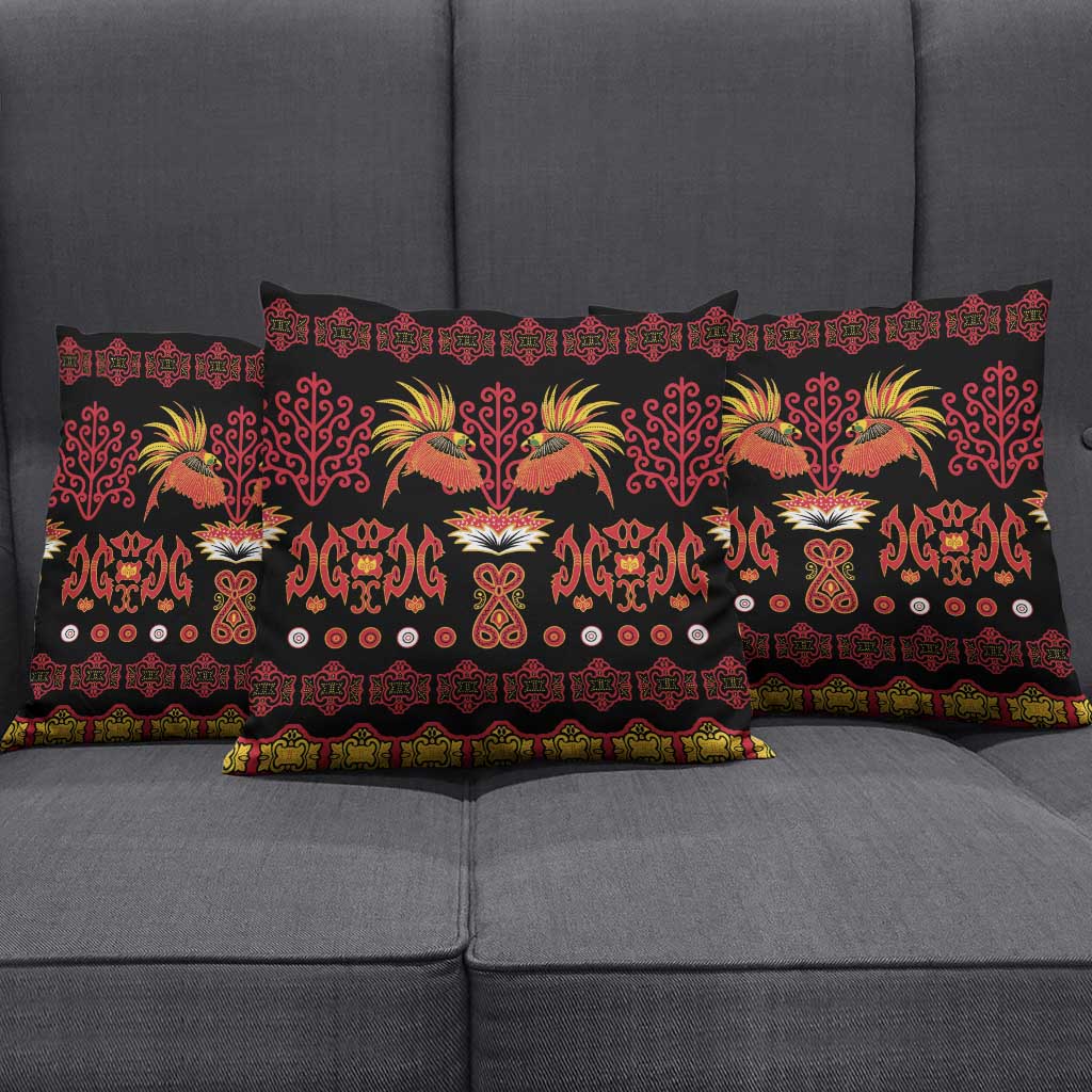 Papua Batik Motif Pillow Cover Papua Spirit Black Version - Polynesian Pride