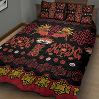 Papua Batik Motif Quilt Bed Set Papua Spirit Black Version - Polynesian Pride