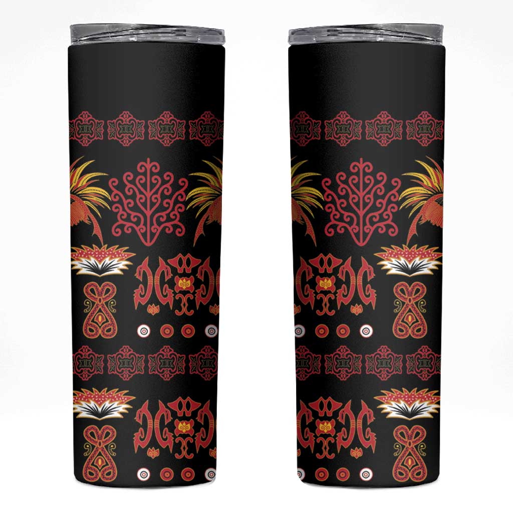 Papua Batik Motif Skinny Tumbler Papua Spirit Black Version - Polynesian Pride