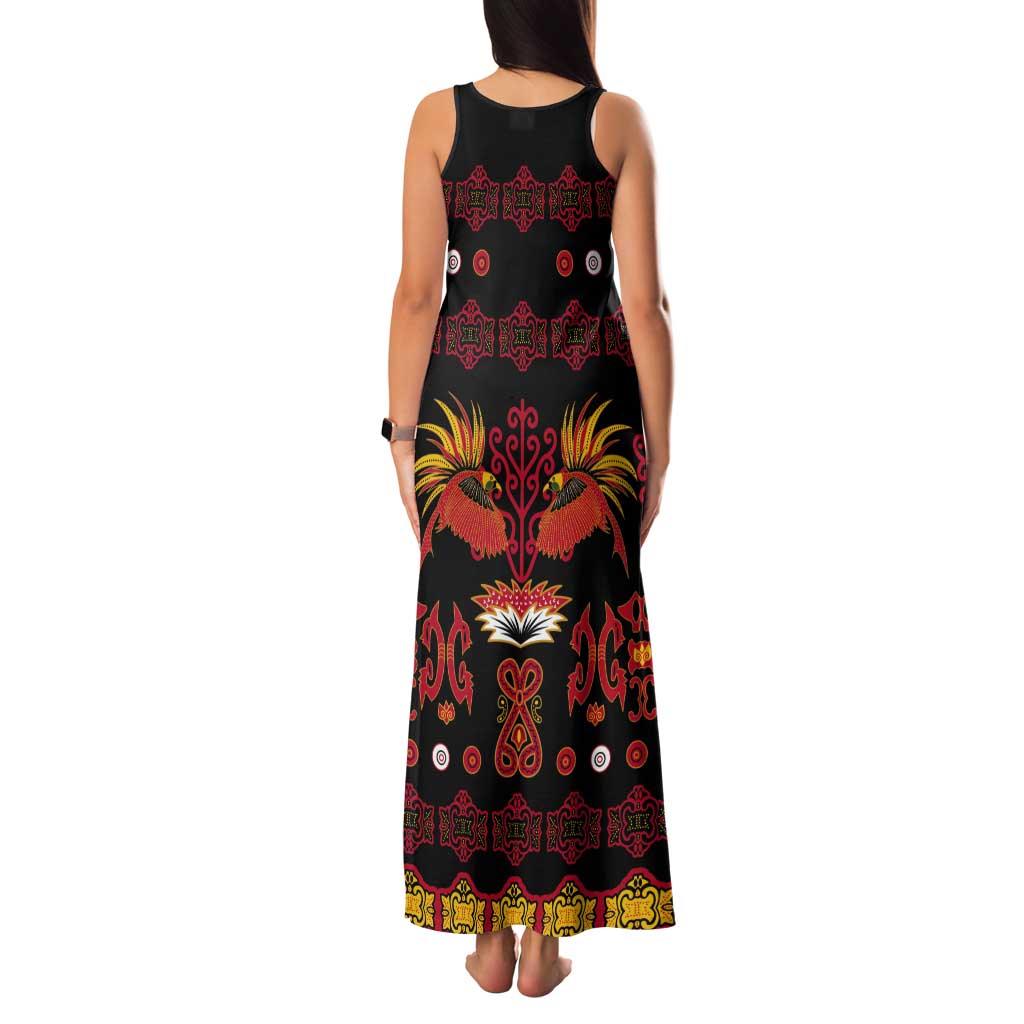 Papua Batik Motif Tank Maxi Dress Papua Spirit Black Version - Polynesian Pride