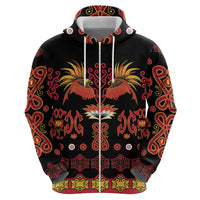 Papua Batik Motif Zip Hoodie Papua Spirit Black Version - Polynesian Pride