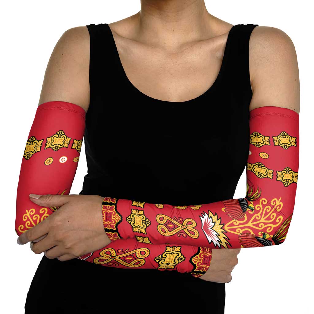 Papua Batik Motif Arm Sleeves Papua Spirit Red Version - Polynesian Pride