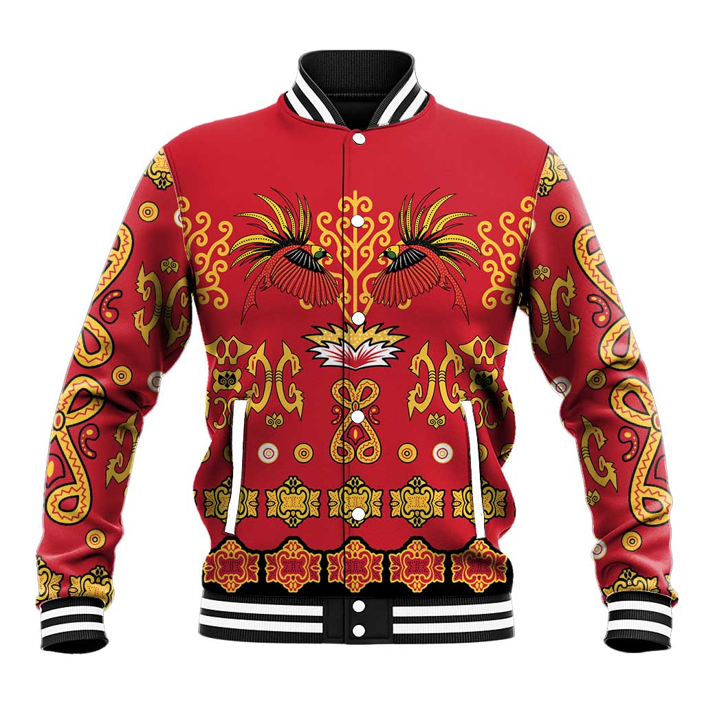 Papua Batik Motif Baseball Jacket Papua Spirit Red Version - Polynesian Pride
