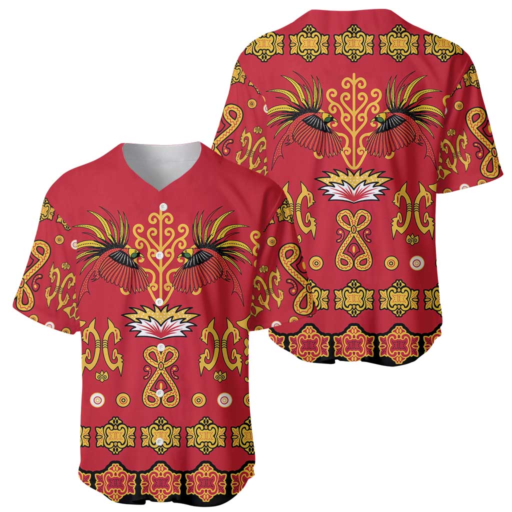 Papua Batik Motif Baseball Jersey Papua Spirit Red Version - Polynesian Pride
