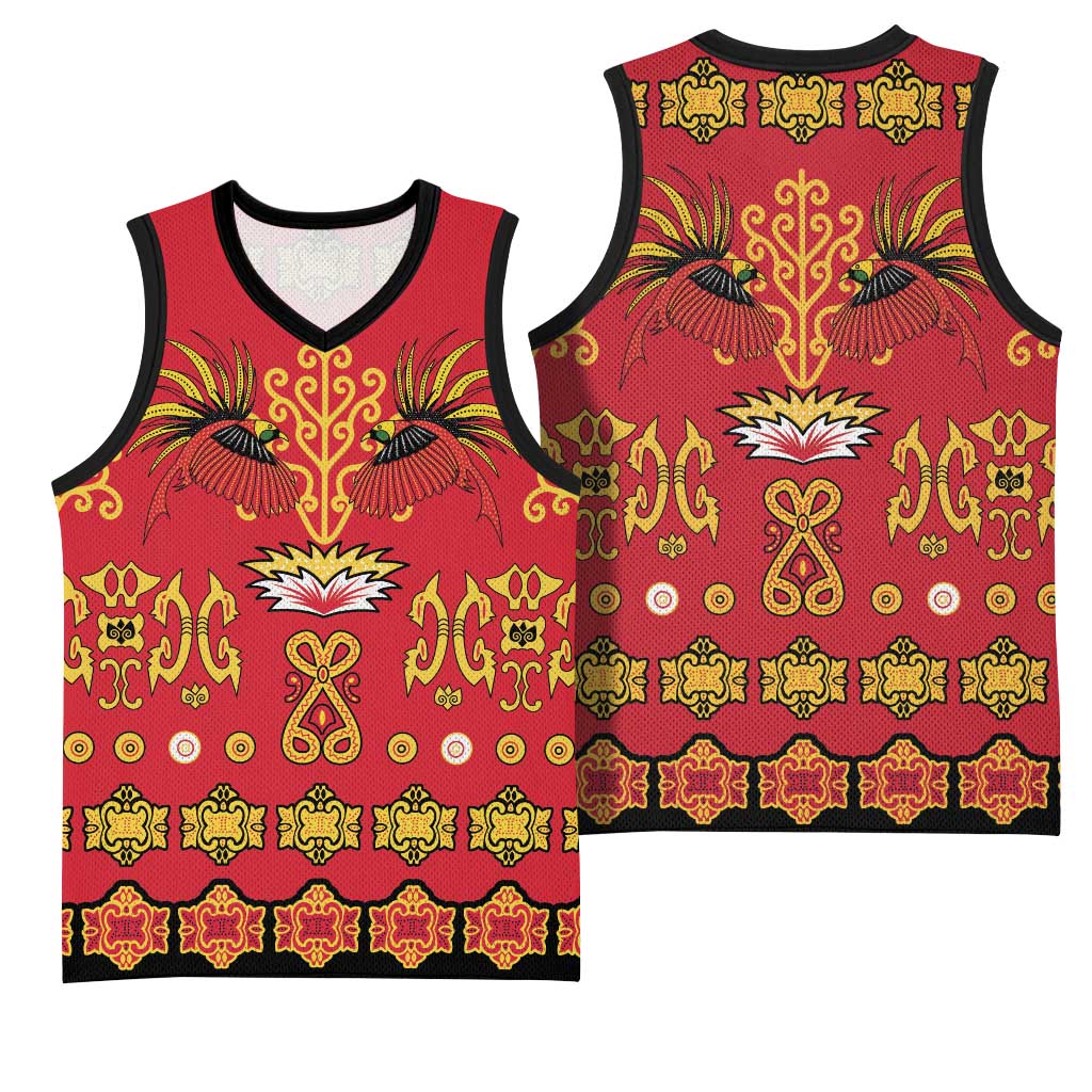 Papua Batik Motif Basketball Jersey Papua Spirit Red Version - Polynesian Pride