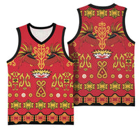 Papua Batik Motif Basketball Jersey Papua Spirit Red Version - Polynesian Pride