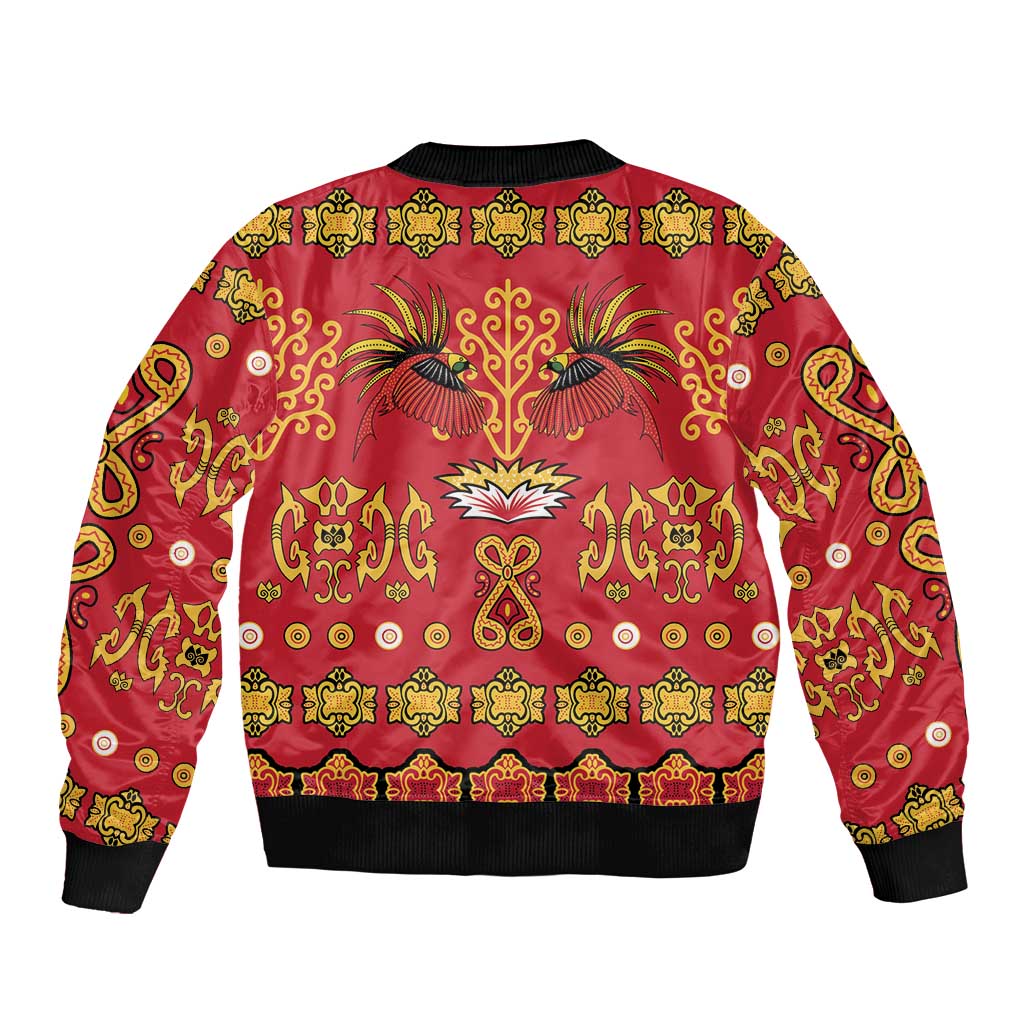 Papua Batik Motif Bomber Jacket Papua Spirit Red Version - Polynesian Pride