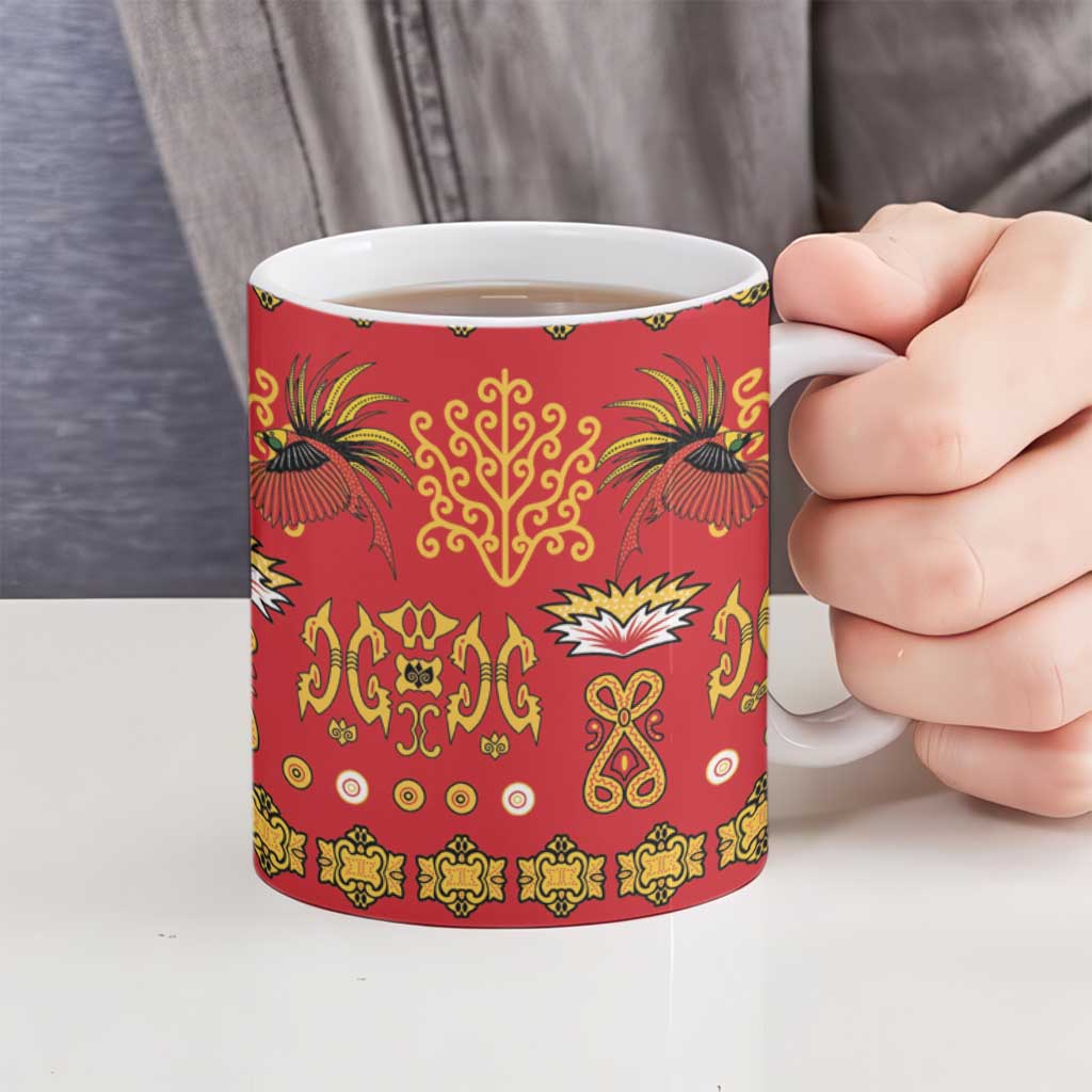 Papua Batik Motif Ceramic Mug Papua Spirit Red Version - Polynesian Pride