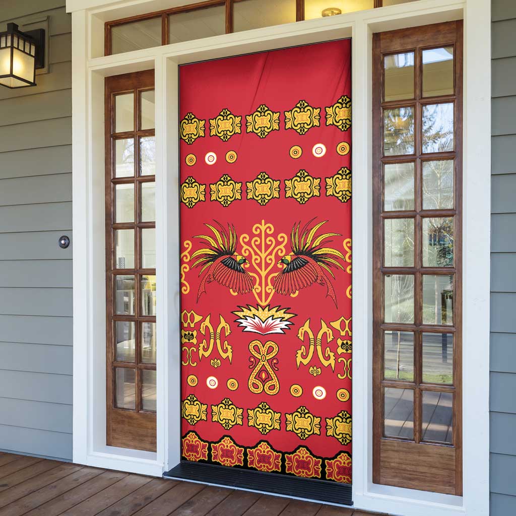 Papua Batik Motif Door Cover Papua Spirit Red Version - Polynesian Pride