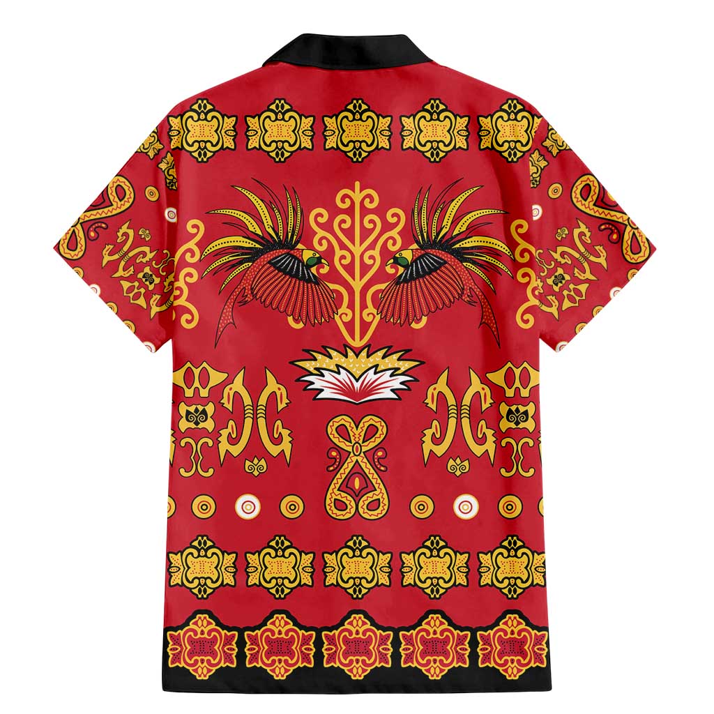 Papua Batik Motif Family Matching Mermaid Dress and Hawaiian Shirt Papua Spirit Red Version - Polynesian Pride