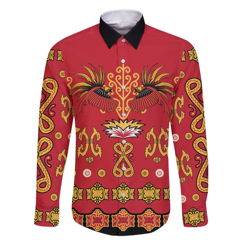 Papua Batik Motif Family Matching Mermaid Dress and Hawaiian Shirt Papua Spirit Red Version - Polynesian Pride