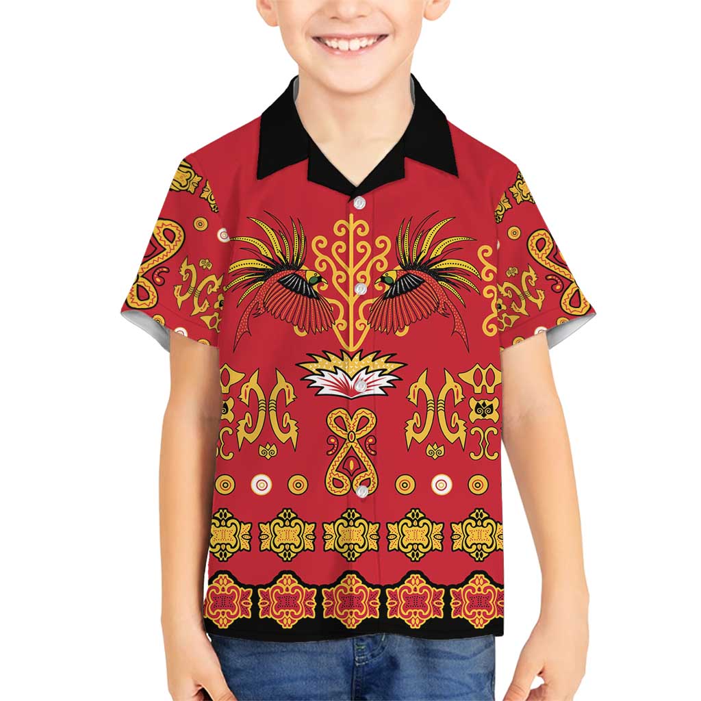 Papua Batik Motif Family Matching Puletasi and Hawaiian Shirt Papua Spirit Red Version - Polynesian Pride