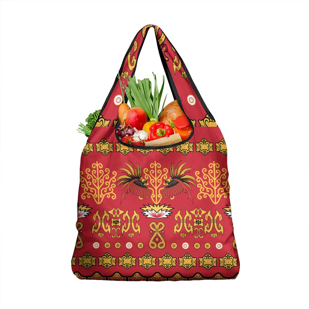 Papua Batik Motif Grocery Bag Papua Spirit Red Version - Polynesian Pride