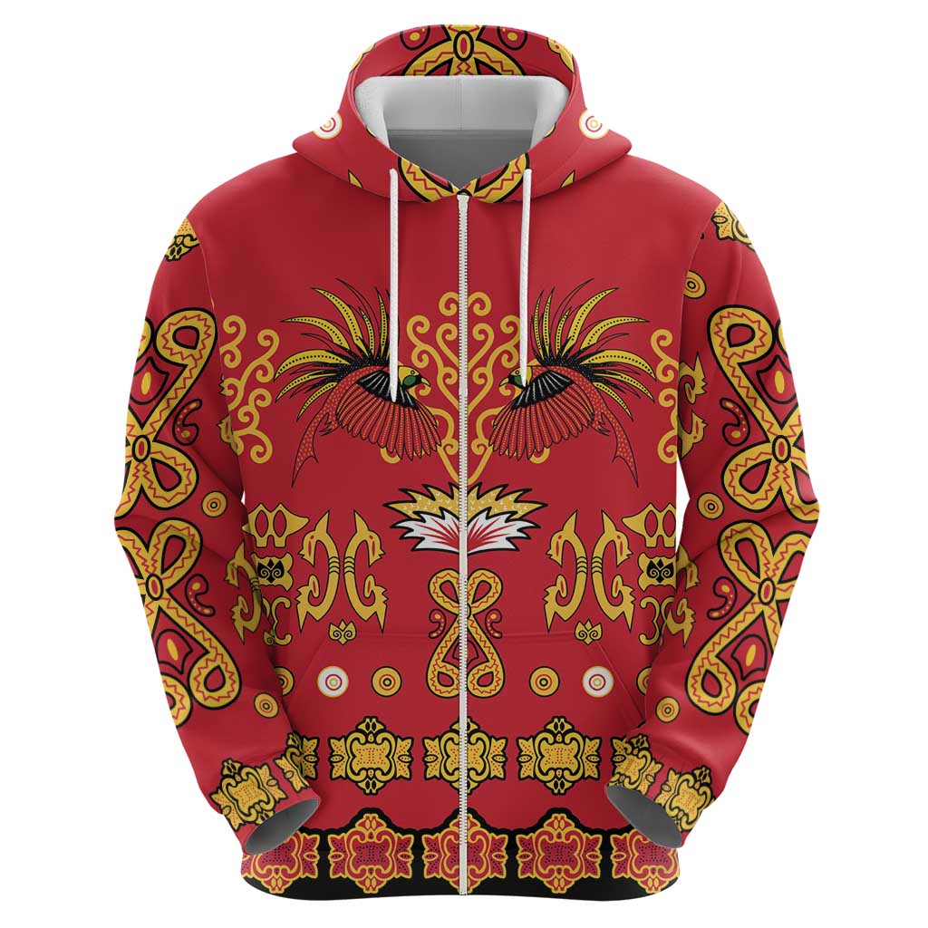 Papua Batik Motif Hoodie Papua Spirit Red Version - Polynesian Pride