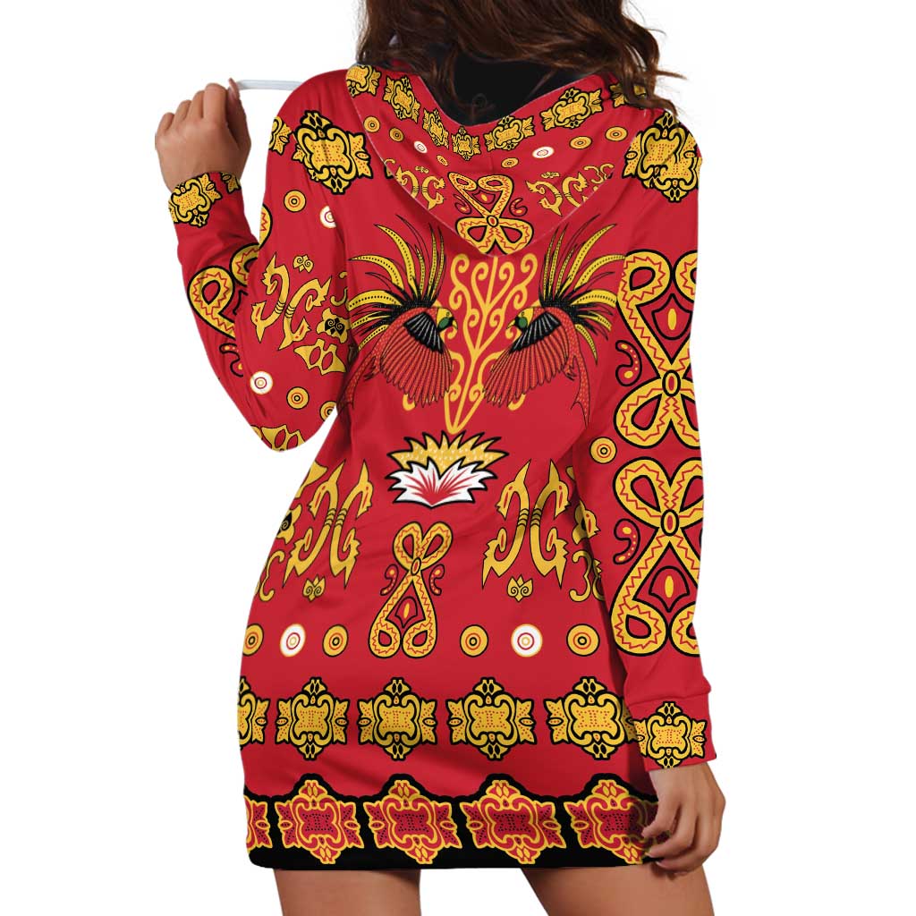 Papua Batik Motif Hoodie Dress Papua Spirit Red Version - Polynesian Pride
