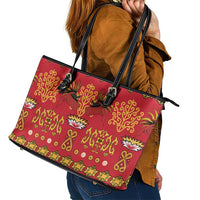 Papua Batik Motif Leather Tote Bag Papua Spirit Red Version - Polynesian Pride
