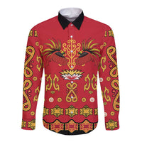 Papua Batik Motif Long Sleeve Button Shirt Papua Spirit Red Version LT05 Unisex Red - Polynesian Pride