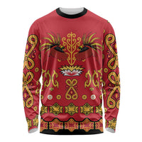 Papua Batik Motif Long Sleeve Shirt Papua Spirit Red Version - Polynesian Pride