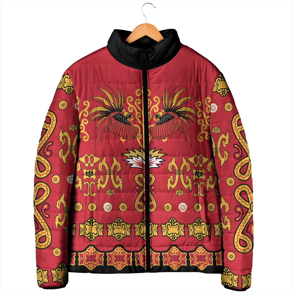 Papua Batik Motif Padded Jacket Papua Spirit Red Version - Polynesian Pride