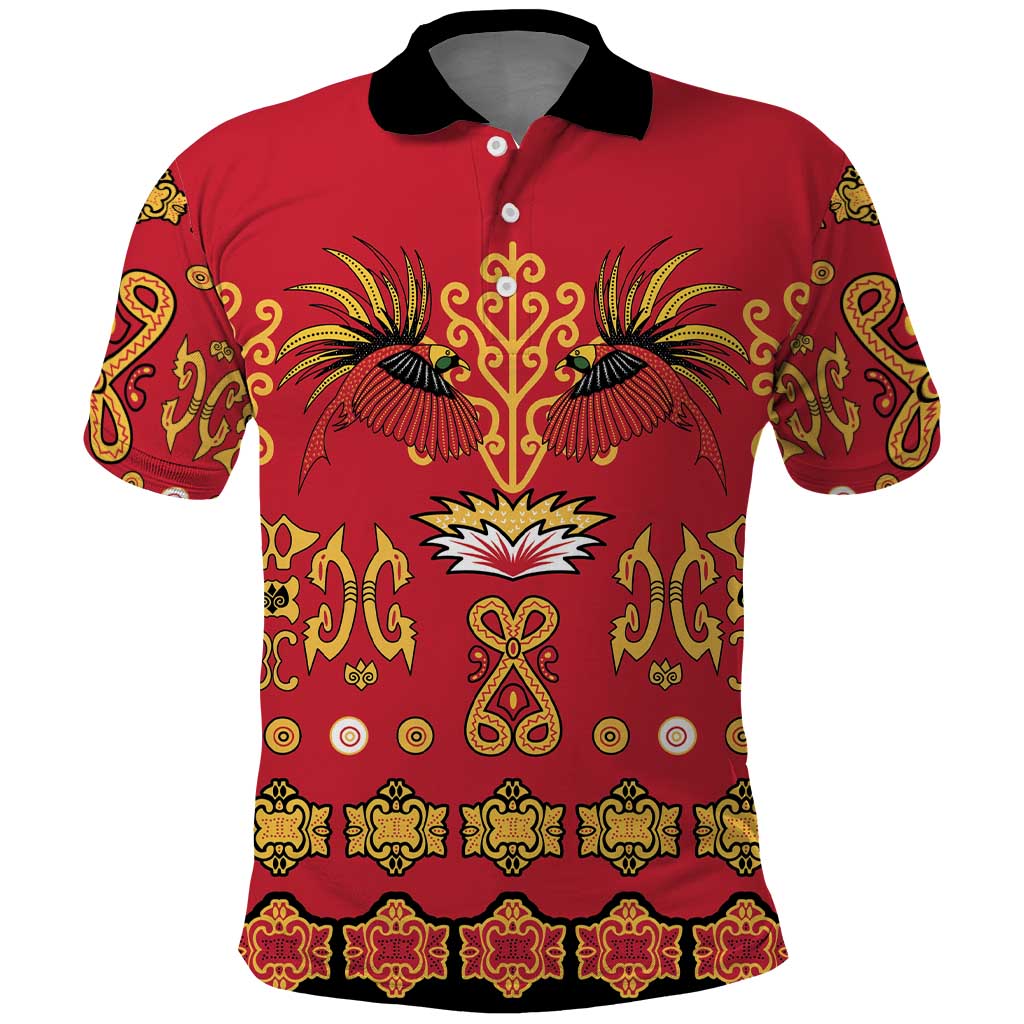Papua Batik Motif Polo Shirt Papua Spirit Red Version LT05 Red - Polynesian Pride